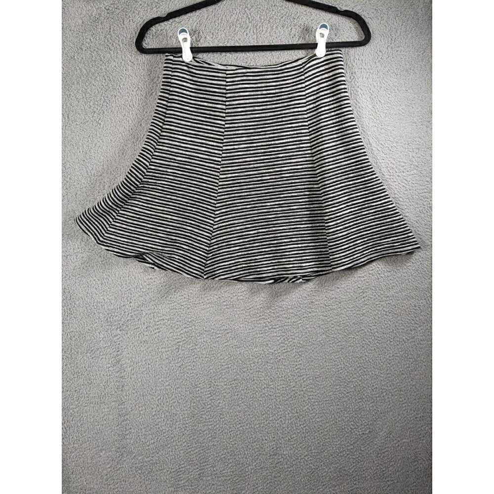 Maeve Skirt Large Acrylic Blend Zip USA Anthropologie Black Gray Striped